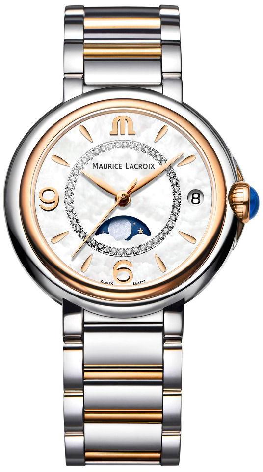 Shop Maurice Lacroix Fiaba Moonphase Mother of Pearl Dial Two Tone Steel Strap Watch for Women - FA1084-PVP13-150-1 in USA
