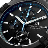 Maurice Lacroix Aikon Chronograph Limited Edition Black Dial Black Leather Strap Watch for Men - AI1018-PVB01-337-1 Buy Now By Maurice Lacroix
