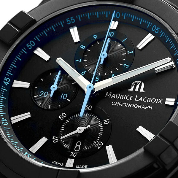 Maurice Lacroix Aikon Chronograph Limited Edition Black Dial Black Leather Strap Watch for Men - AI1018-PVB01-337-1 Buy Now By Maurice Lacroix