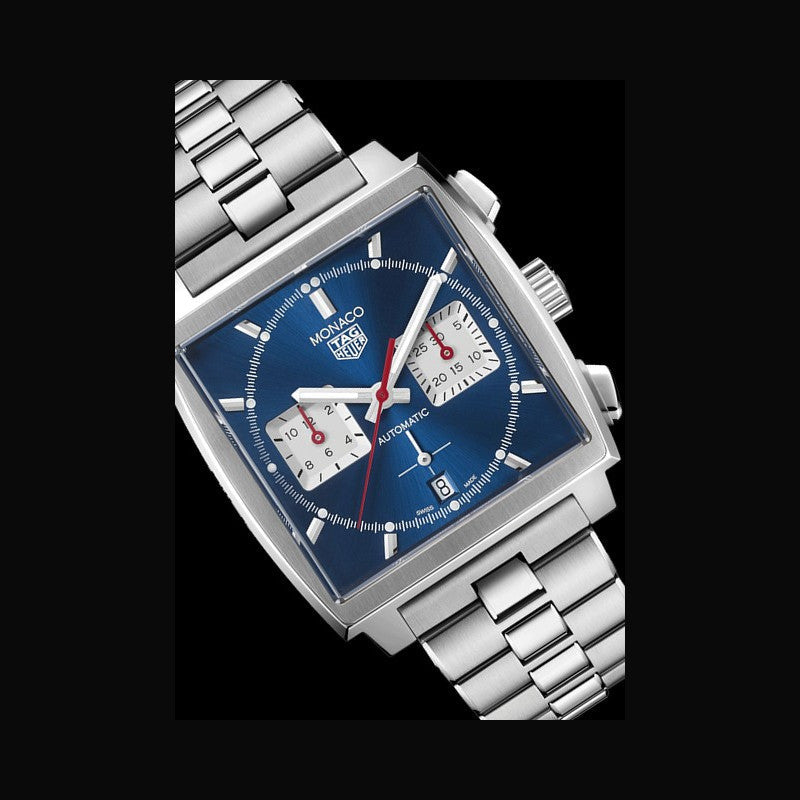 Tag Heuer Monaco Automatic Chronograph Blue Dial Silver Steel Strap Watch for Men - CBL2111.BA0644 Buy Now By Tag Heuer