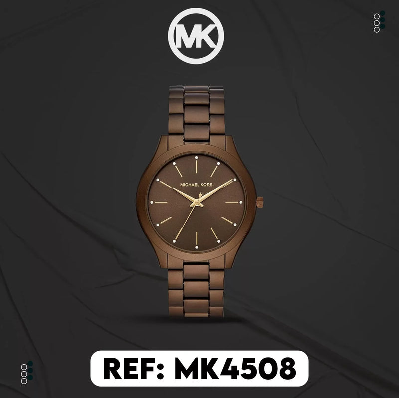 Michael Kors Slim Runway Brown Dial Brown Steel Strap Watch For Women - MK4508 Buy Now By Michael Kors