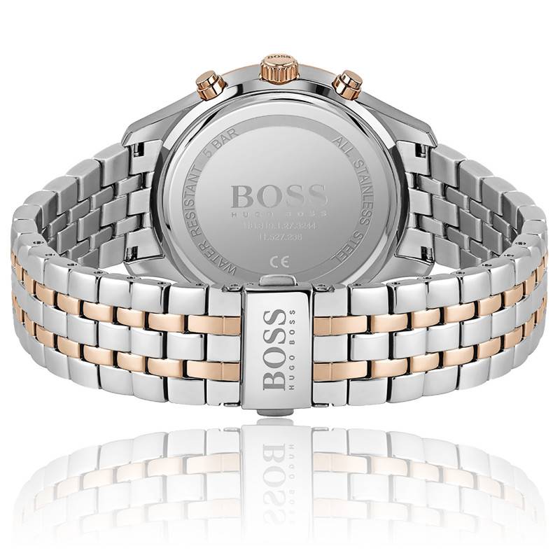 Shop Hugo Boss Associate Chronograph Black Dial Two Tone Steel Strap Watch for Men - 1513840 in USA