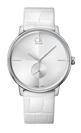 Calvin Klein Accent Silver Dial White Leather Strap Watch for Women - K2Y211K6 Buy Now By Calvin Klein