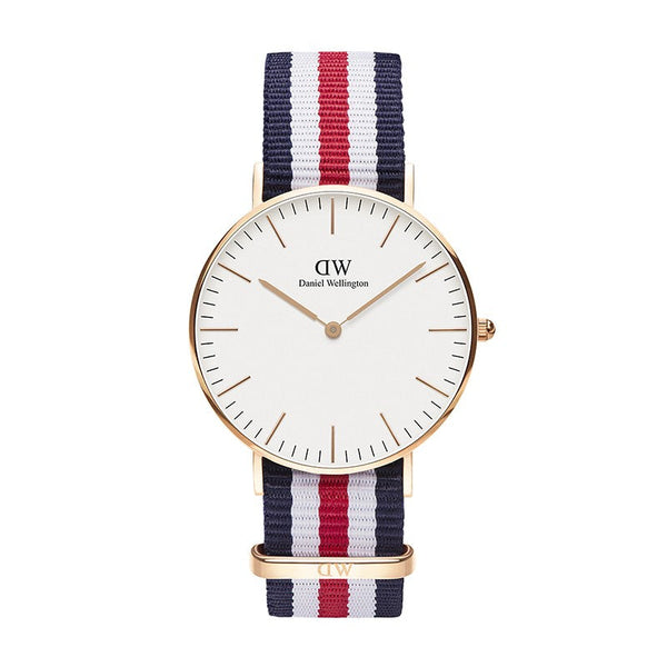 Shop Daniel Wellington Classic Canterbury White Dial Two Tone NATO Strap Watch For Women - DW00100030 in USA