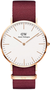Daniel Wellington Classic Roselyn White Dial Maroon Nylon Strap Watch For Women - DW00100267 Buy Now By Daniel Wellington