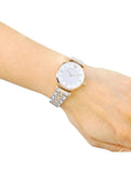 Emporio Armani Gianni T Bar Analog White Dial Two Tone Steel Strap Watch For Women - AR2076