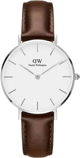 Daniel Wellington Classic Petite White Dial Brown Leather Strap Watch For Women - DW00100239 Buy Now By Daniel Wellington