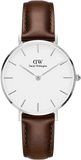 Daniel Wellington Classic Petite White Dial Brown Leather Strap Watch For Women - DW00100239