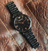 Emporio Armani Gianni T Bar All Black Diamond Dial Watch For Women - AR11245 Buy Now By Emporio Armani