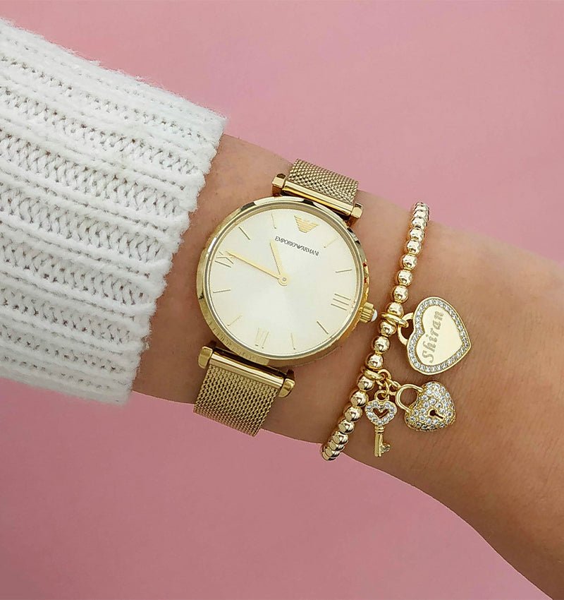 Emporio Armani Retro Gold Dial Gold Mesh Bracelet Watch For Women - AR1957 Buy Now By Emporio Armani