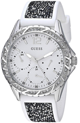 Guess Swirl Quartz Silver Dial White Silicone Strap Watch for Women - W1096L1 Buy Now By Guess