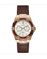 Guess Limelight Analog White Dial Brown Leather Strap Watch For Women - W0775l14 Buy Now By Guess