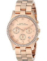 Marc Jacobs Henry Chronograph Rose Gold Dial Rose Gold Steel Strap Watch for Women - MBM3118 Buy Now By Marc Jacobs