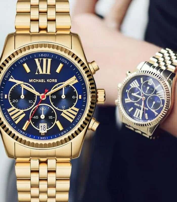Michael Kors Lexington Chronograph Blue Dial Gold Steel Strap Watch For Women - MK6206 Buy Now By Michael Kors