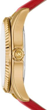 Michael Kors Lexington Three Hand Red Dial Red Leather Strap Watch For Women - MK4747 Buy Now By Michael Kors