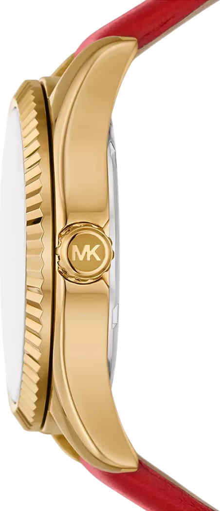 Michael Kors Lexington Three Hand Red Dial Red Leather Strap Watch For Women - MK4747 Buy Now By Michael Kors