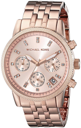 Michael Kors Ritz Chronograph Rose Gold Dial Rose Gold Steel Strap Watch for Women - MK6077 Buy Now By Michael Kors