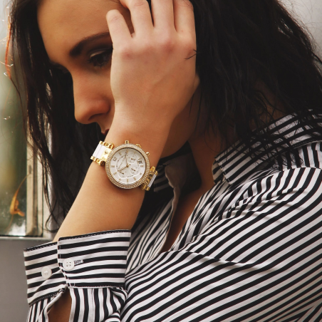 Michael Kors Parker White Dial Two Tone Steel Strap Watch for Women - MK6119 Buy Now By Michael Kors