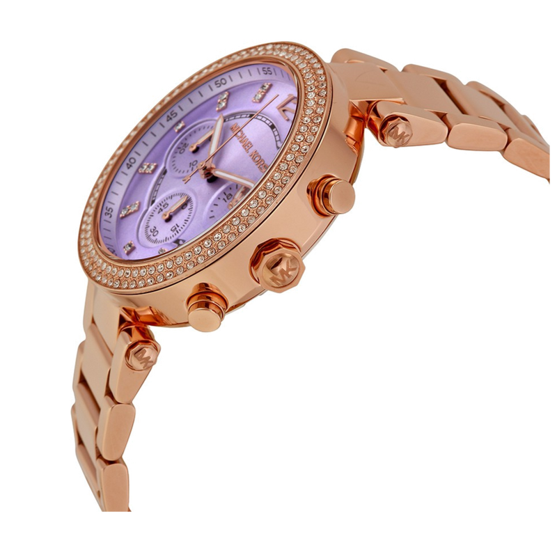 Michael Kors Parker Purple Dial Rose Gold Steel Strap Watch for Women - MK6169 Buy Now By Michael Kors