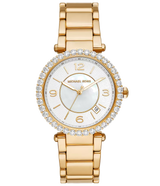 Michael Kors Parker Mother of Pearl White Dial Gold Steel Strap Watch For Women - MK4693 Buy Now By Michael Kors