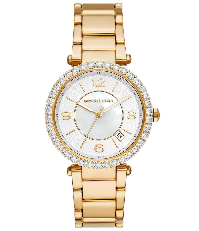 Michael Kors Parker Mother of Pearl White Dial Gold Steel Strap Watch For Women - MK4693 Buy Now By Michael Kors