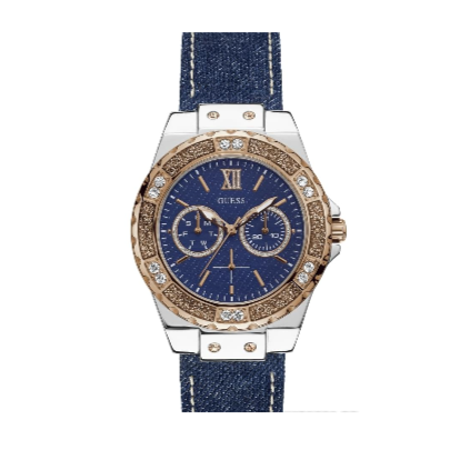 Guess Limelight Quartz Analog Blue Dial Blue Denim Strap Watch For Women - W0775l10 Buy Now By Guess