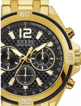 Guess Surge Chronograph Black Dial Gold Steel Strap Watch for Men - W1258G2 Buy Now By Guess