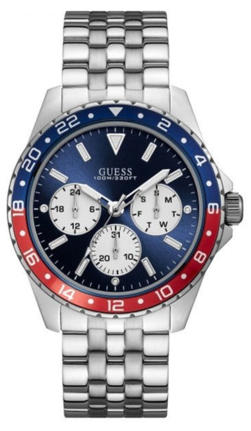 Shop Guess Odyssey Multifunction Blue Dial Silver Steel Strap Watch For Men - W1107G2 in USA