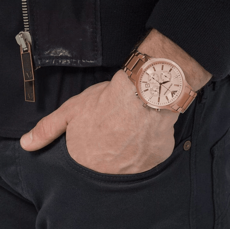 Emporio Armani Classic Rose Gold Chronograph Steel Strap Watch For Men - AR2452 Buy Now By Emporio Armani