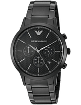 Emporio Armani Dress Chronograph Quartz Black Dial Black Stainless Steel Strap Watch For Men - AR2485
