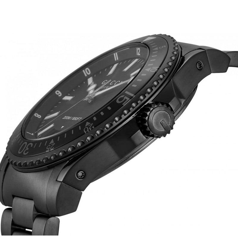 Shop Gucci Dive Quartz Black Dial Black Steel Strap Watch For Men - YA136205 in USA