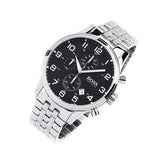 Hugo Boss Aeroliner Chronograph Quartz Black Dial Silver Steel Strap Watch For Men - HB1512446 Buy Now By Hugo Boss