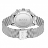 Shop Hugo Boss Gregor Chronograph Blue Dial Silver Mesh Bracelet Watch For Men - 1514052 in USA