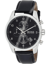 Hugo Boss Skymaster Black Dial Black Leather Strap Watch for Men - 1513782 Buy Now By Hugo Boss