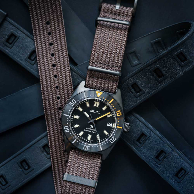 Shop Seiko Prospex Black Series 1965 Limited Edition Black Dial Brown NATO Strap Watch For Men - SPB253J1 in USA