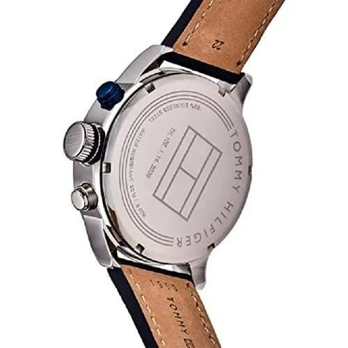 Shop Tommy Hilfiger Jackson Silver Dial Black Leather Strap Watch for Men - 1791240 in USA
