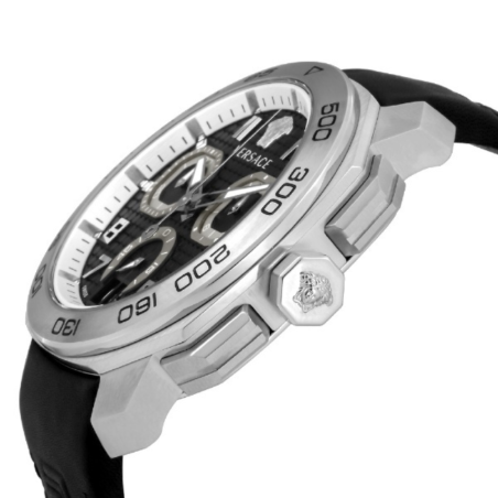 Versace Dylos Analog Black Dial Black Leather Strap Watch for Men - VQC010015 Buy Now By Versace