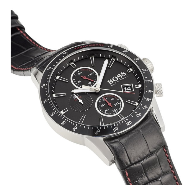 Hugo Boss Rafale Chronograph Black Dial Black Leather Strap Watch For Men - 1513390 Buy Now By Hugo Boss