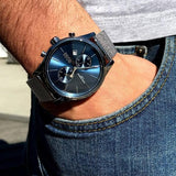 Hugo Boss Jet Chrongraph Blue Dial Gunmetal Grey Mesh Bracelet Watch for Men - 1513677