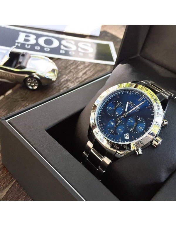 Shop Hugo Boss Talent Blue Dial Silver Steel Strap Watch for Men - 1513582 in USA