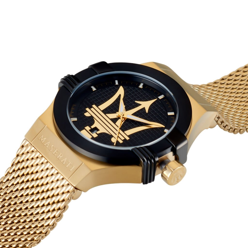 Maserati Potenza Quartz Black Dial Gold Mesh Bracelet Watch For Men - R8853108006 Buy Now By Maserati