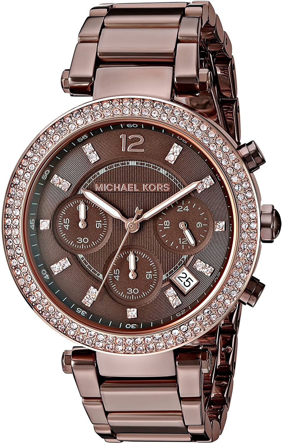 Michael Kors Parker Analog Quartz Brown Dial Brown Steel Strap Watch For Women - MK6378