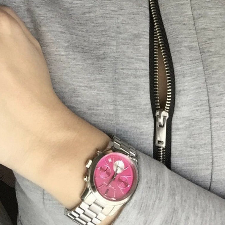 Michael Kors Runway Chronograph Pink Dial Silver Steel Strap Watch for Women - MK6160 Buy Now By Michael Kors