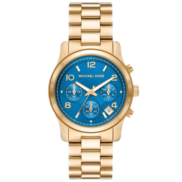 Michael Kors Runway Chronograph Blue Dial Gold Steel Strap Watch For Women - MK7353 Buy Now By Michael Kors