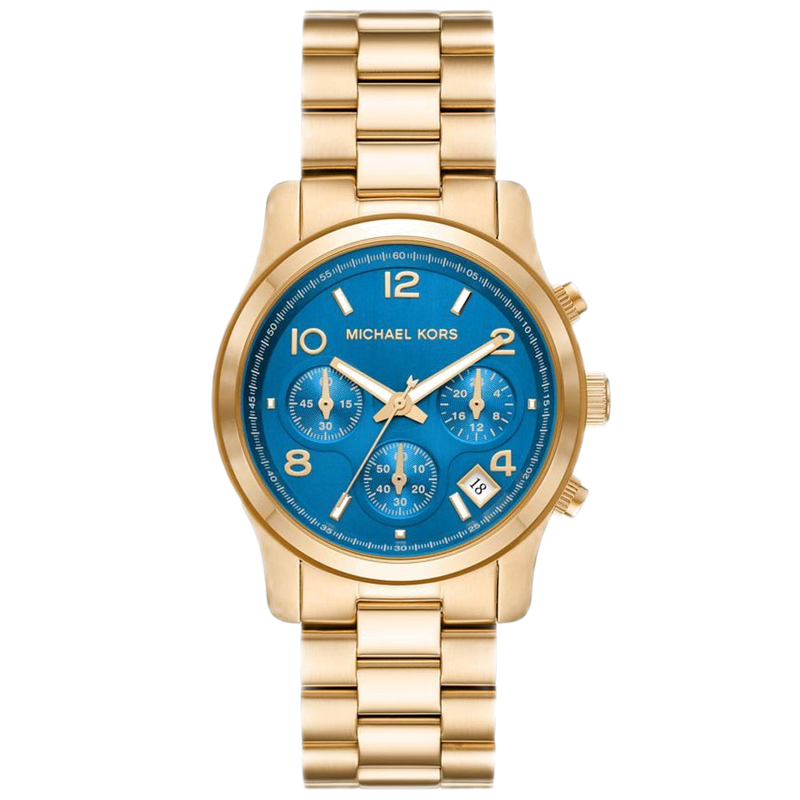 Michael Kors Runway Chronograph Blue Dial Gold Steel Strap Watch For Women - MK7353 Buy Now By Michael Kors