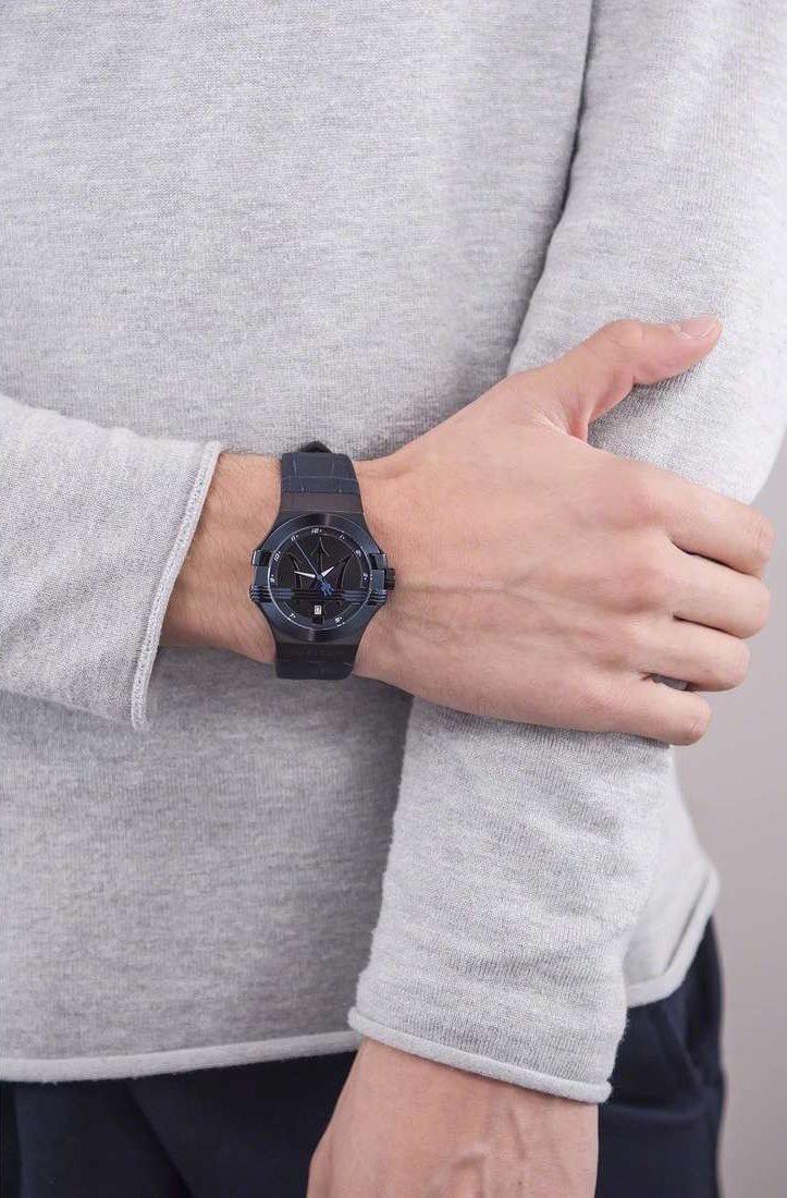 Maserati Potenza Black Dial 42mm Blue Leather Strap Watch For Men - R8851108007 Buy Now By Maserati
