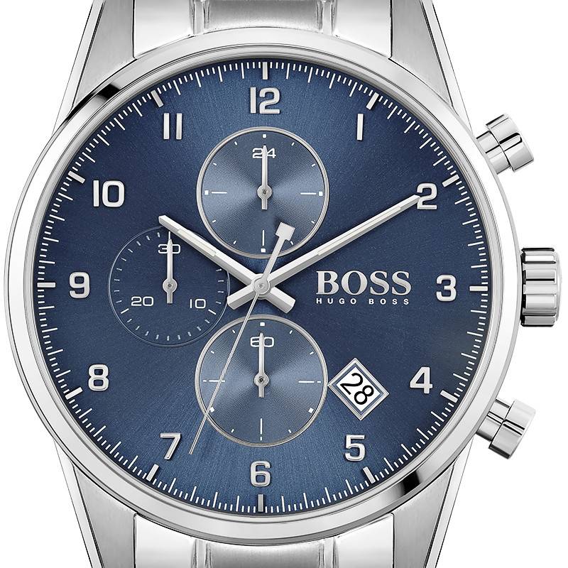 Shop Hugo Boss Skymaster Blue Dial Silver Steel Strap Watch for Men - 1513784 in USA
