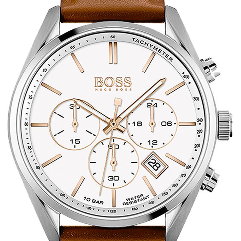 Hugo Boss Champion White Dial Brown Leather Strap Watch for Men - 1513879 Buy Now By Hugo Boss