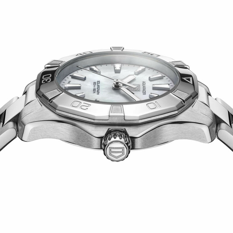 Shop Tag Heuer Aquaracer Mother of Pearl Dial Silver Steel Strap Watch for Women - WBD131A.BA0748 in USA
