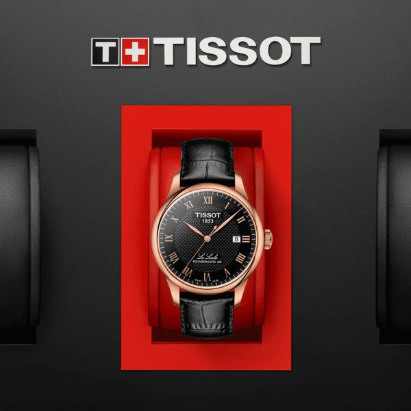 Tissot Le Locle Powermatic 80 Black Dial Black Leather Strap Watch For Men - T006.407.36.053.00 Buy Now By Tissot
